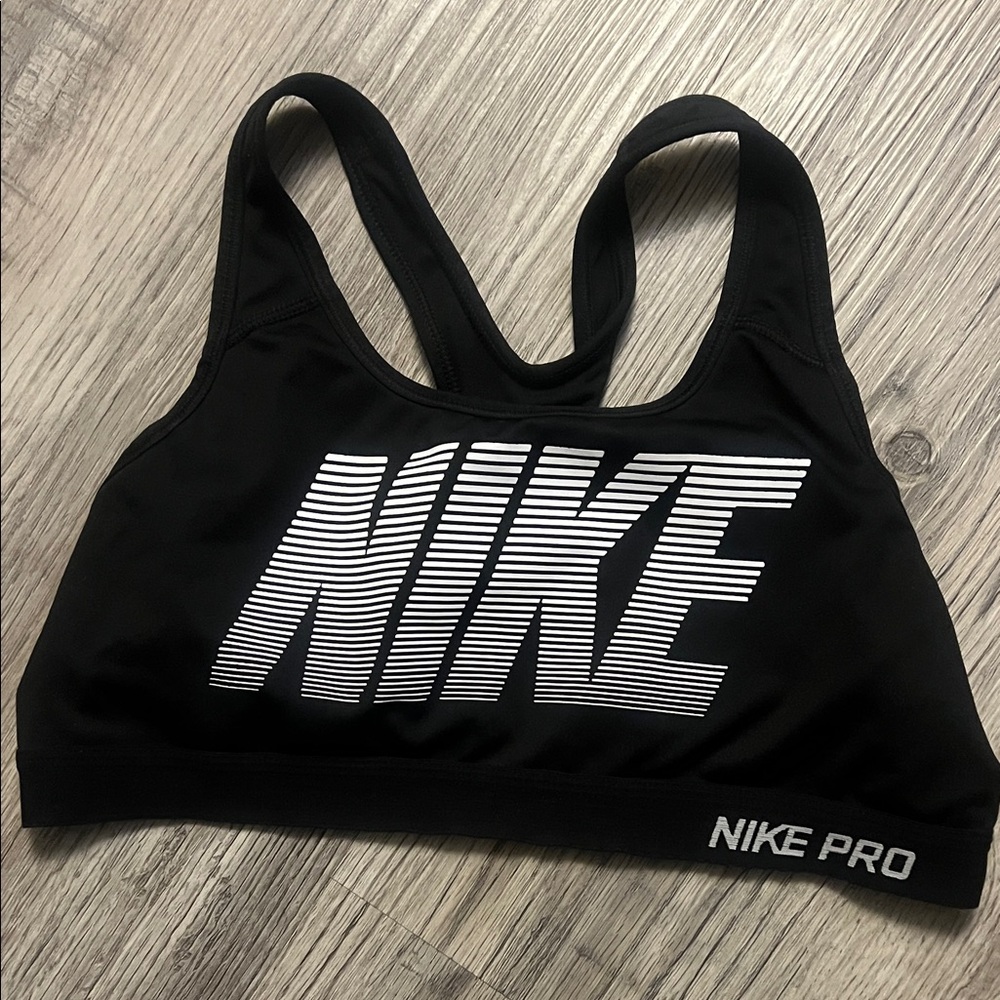 Nike Black Sports Bra with White Logo